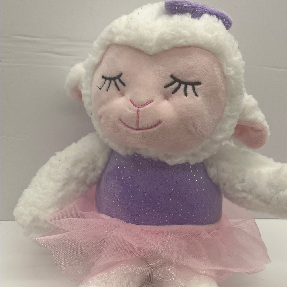 Adorable Plush Lamb Toy with Pink and Purple Outfit - Picture 4 of 7